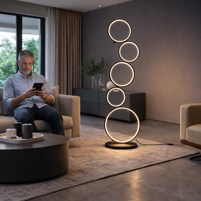 Alen – Lampe autoportante en anneau au design nordique