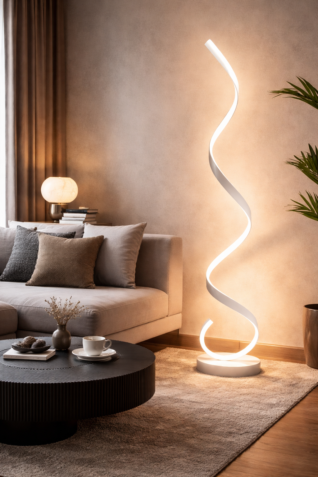 Vana – Lampe design à bande spirale autoportante