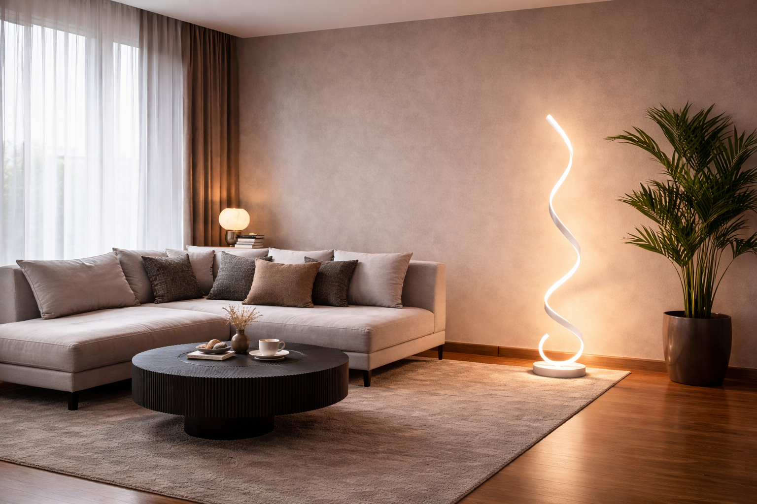 Vana – Lampe design à bande spirale autoportante