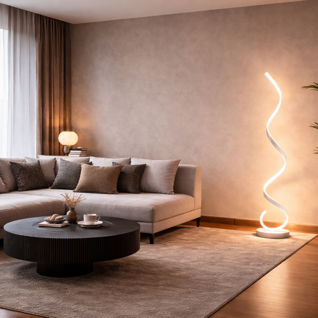 Vana – Lampe design à bande spirale autoportante