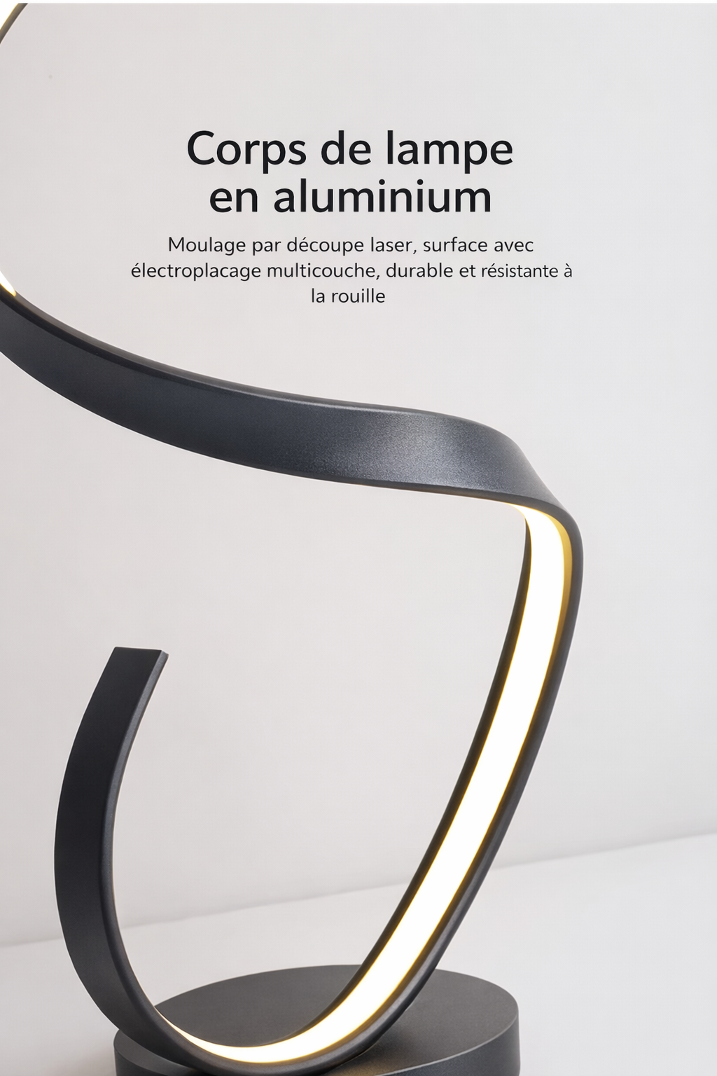 Vana – Lampe design à bande spirale autoportante