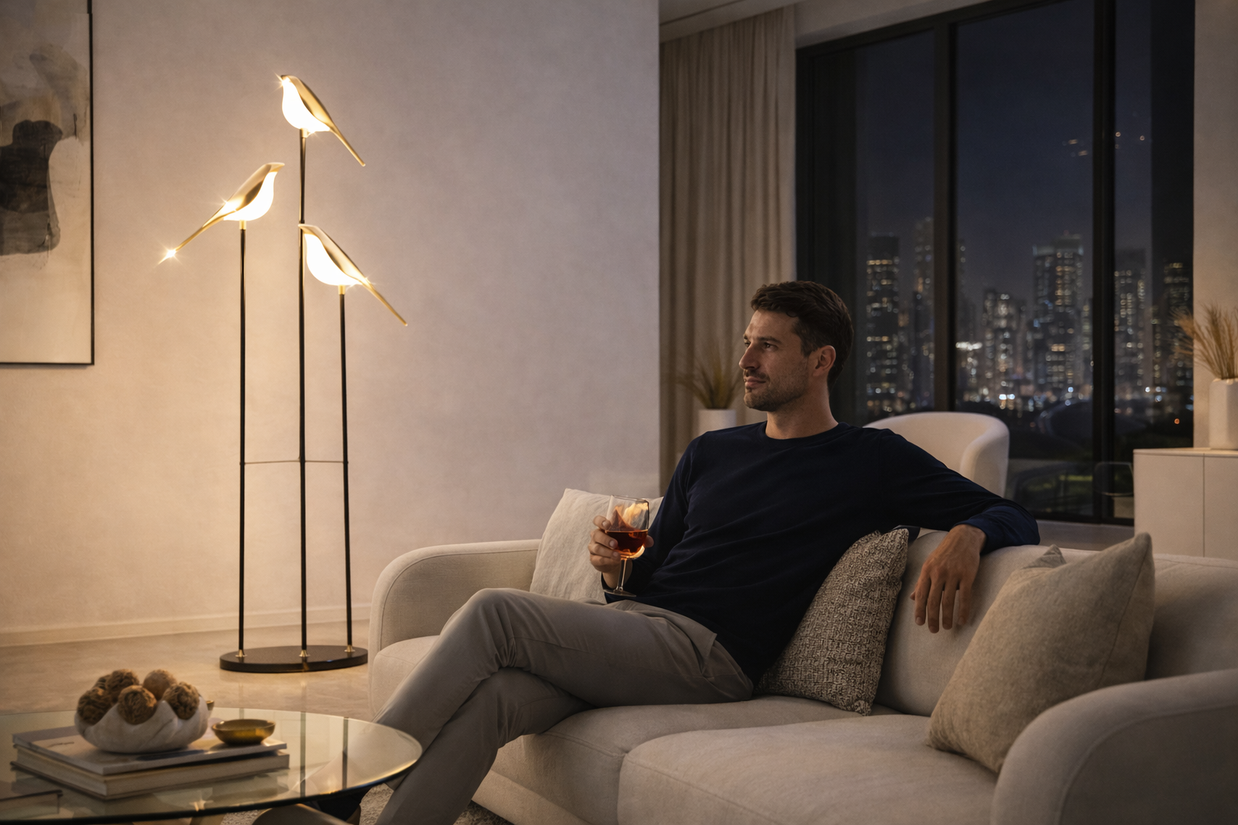 Vigo – Lampe sur pied LED oiseau design