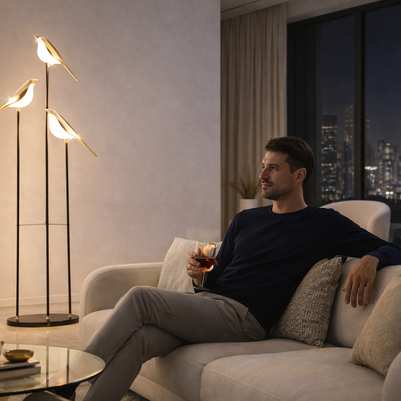 Vigo – Lampe sur pied LED oiseau design