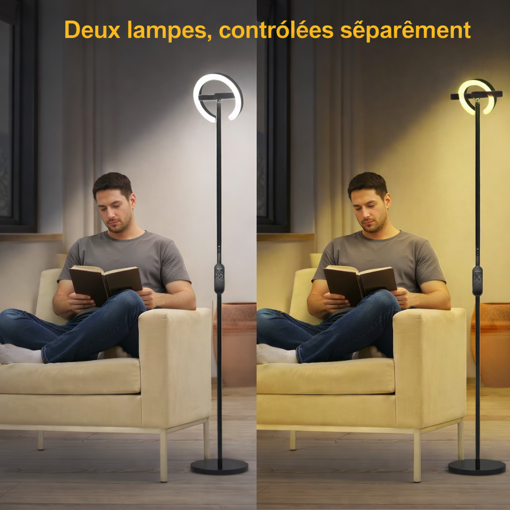 Bellora – Lampe liseuse sur pied annulaire rotative