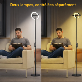 Bellora – Lampe liseuse sur pied annulaire rotative