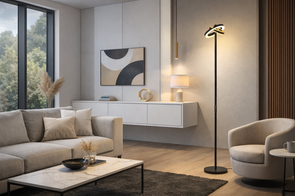Bellora – Lampe liseuse sur pied annulaire rotative