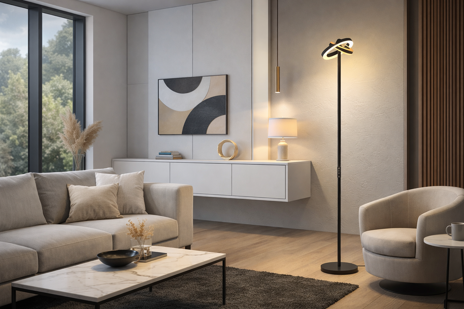 Bellora – Lampe liseuse sur pied annulaire rotative