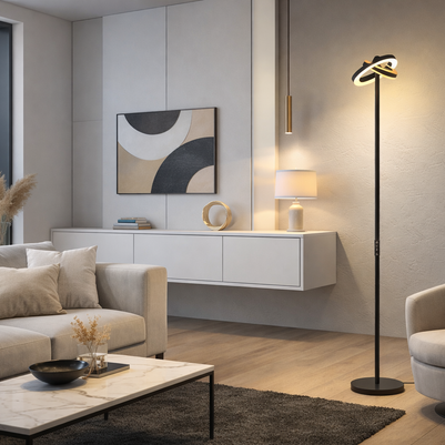 Bellora – Lampe liseuse sur pied annulaire rotative