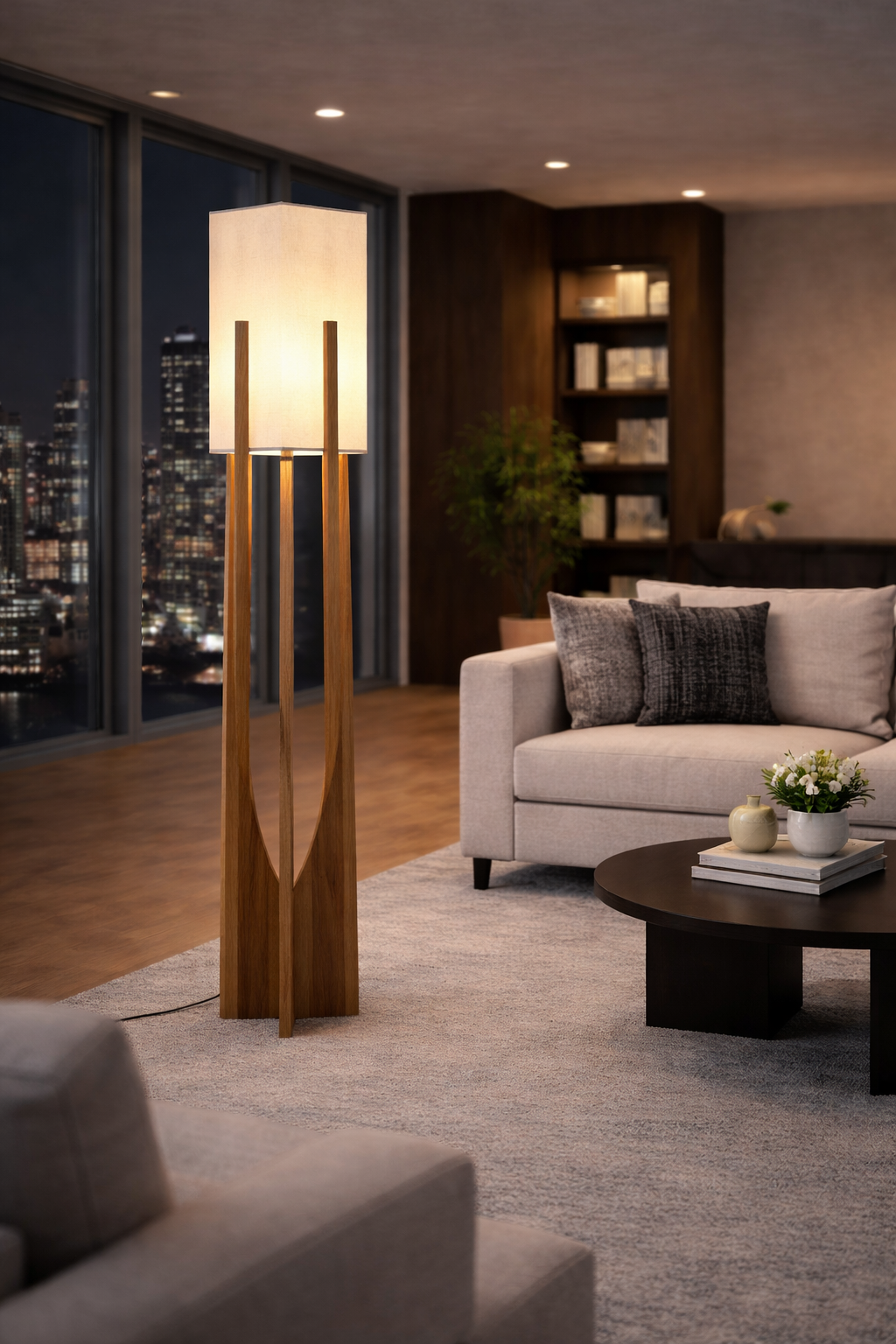 Luma - Lampe sur pied en bois au style scandinave