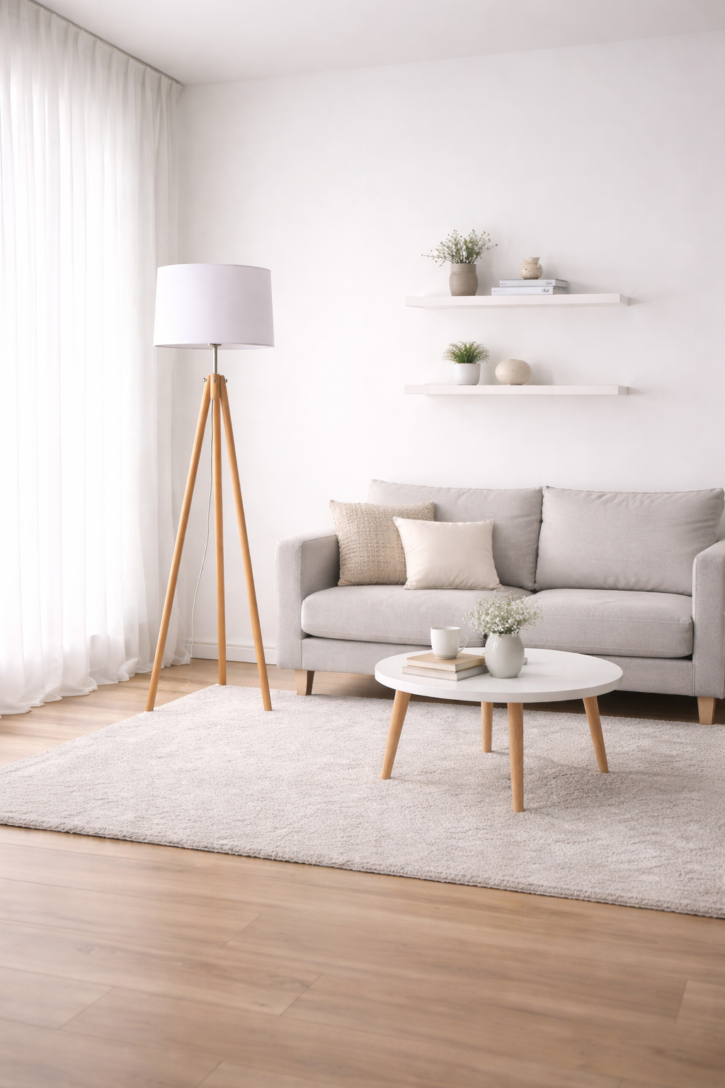 Onda – Lampe sur pied moderne en bois massif