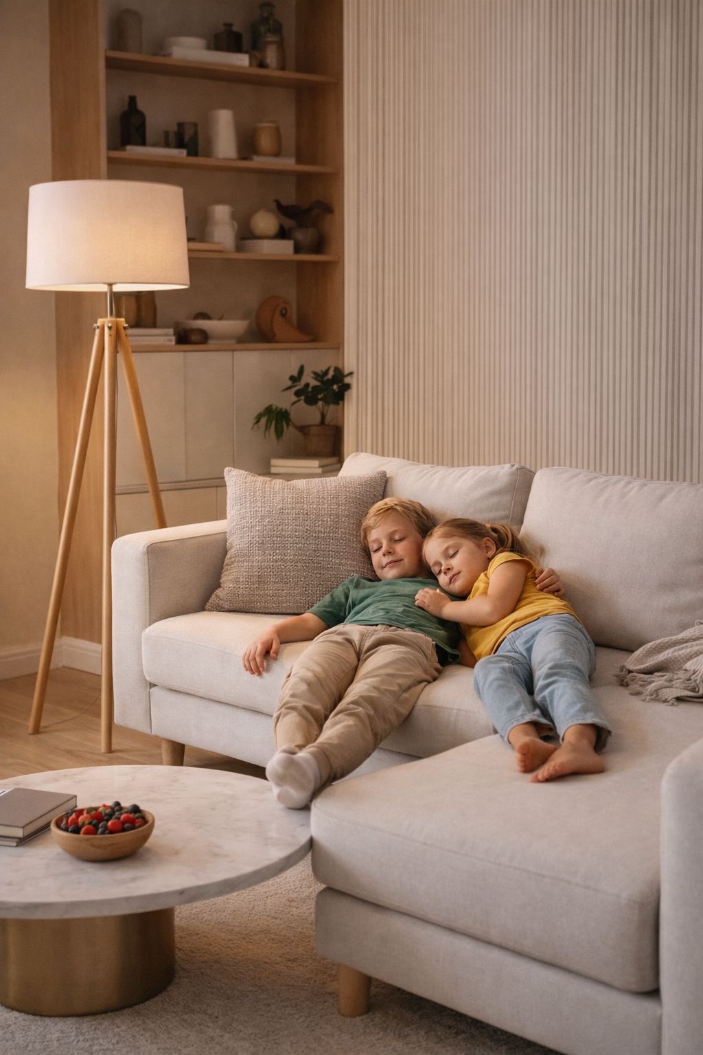 Onda – Lampe sur pied moderne en bois massif