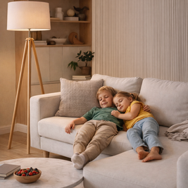 Onda – Lampe sur pied moderne en bois massif