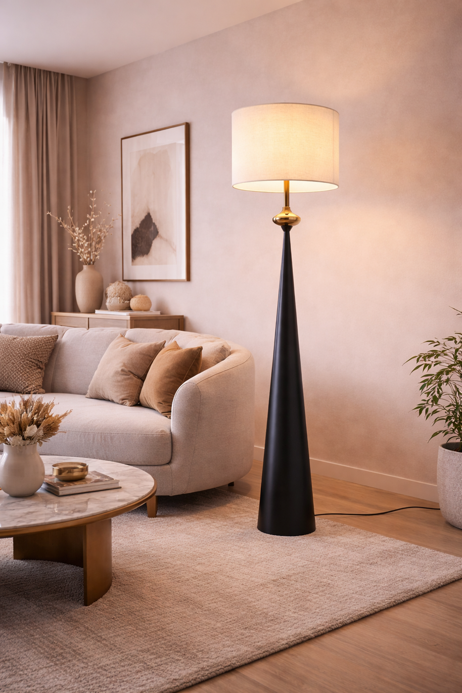 Mova – Lampadaire en Tissu Médiéval, Élégance Française