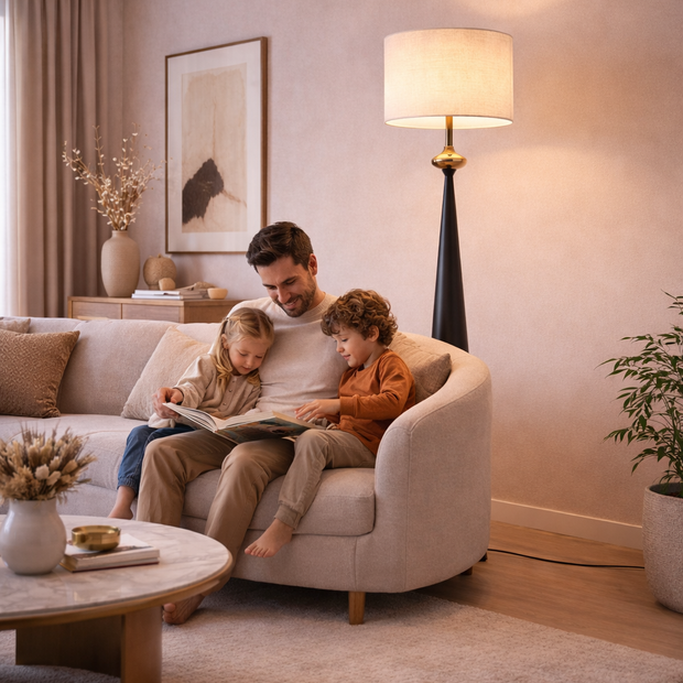 Mova – Lampadaire en Tissu Médiéval, Élégance Française