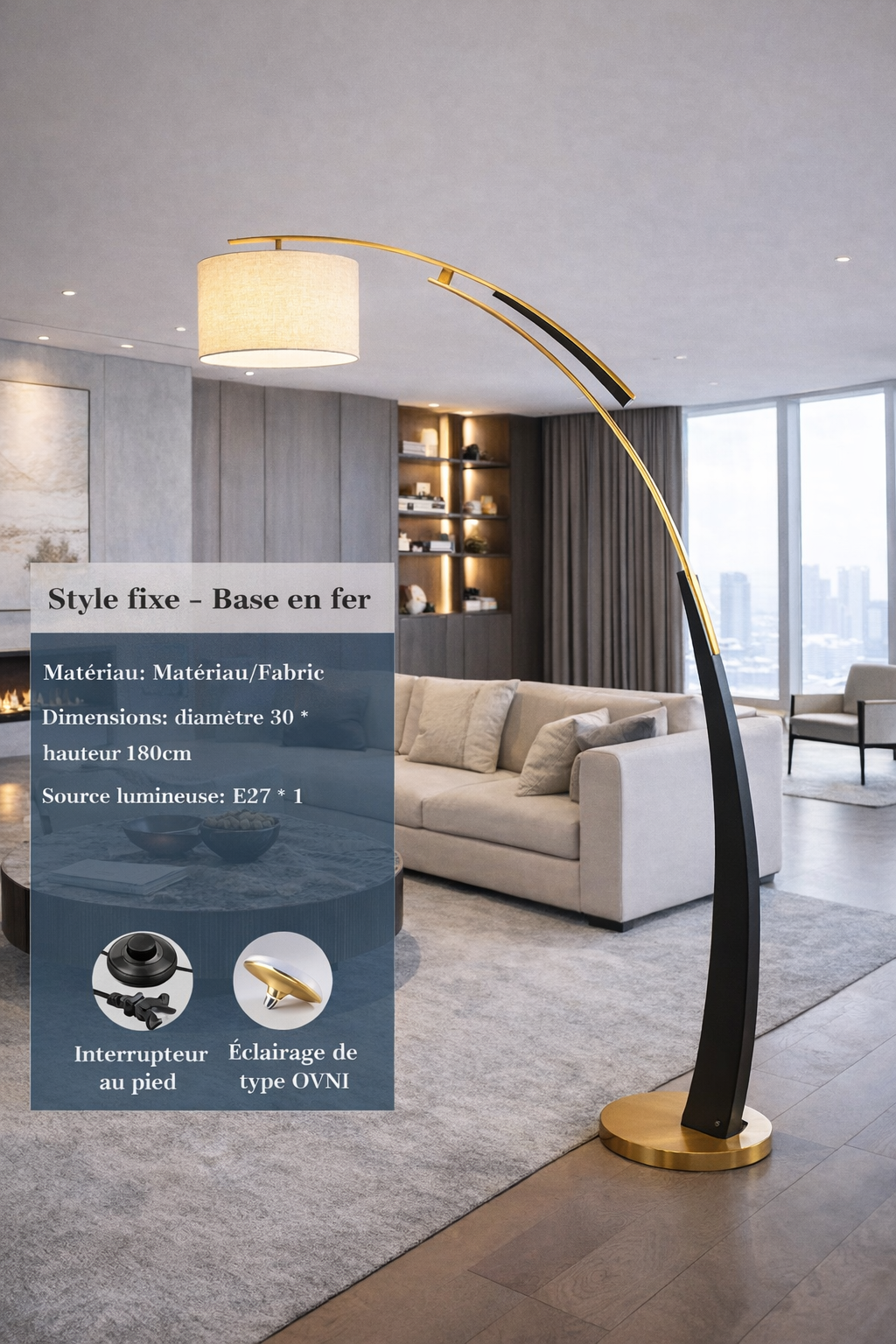 Lumo – Lampe sur pied en arc au style nordique
