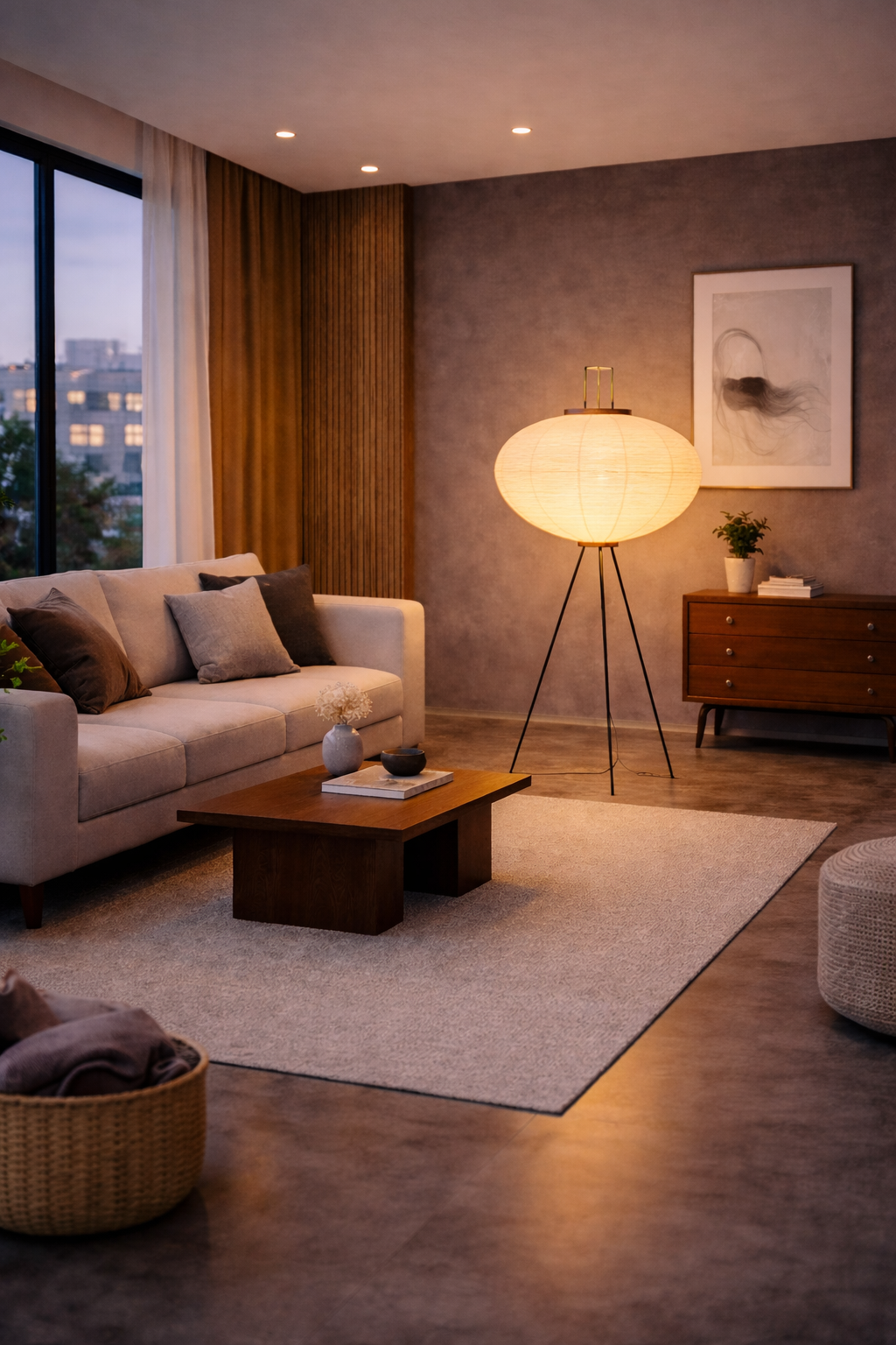 Zina – Lampe sur pied au style japonais