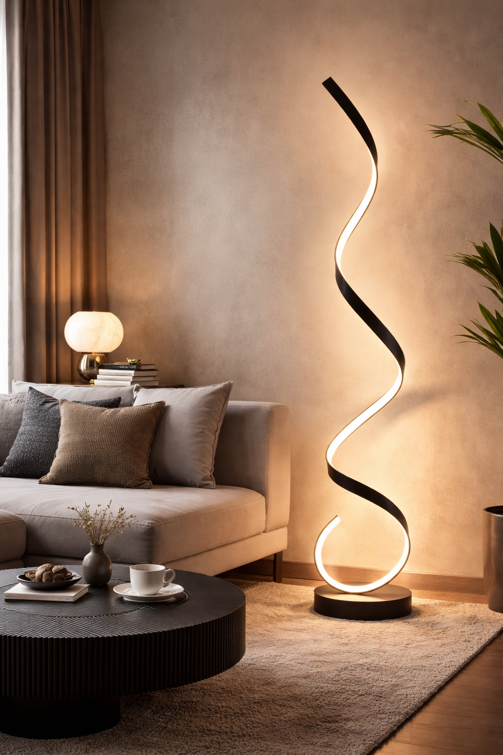 Vana – Lampe design à bande spirale autoportante