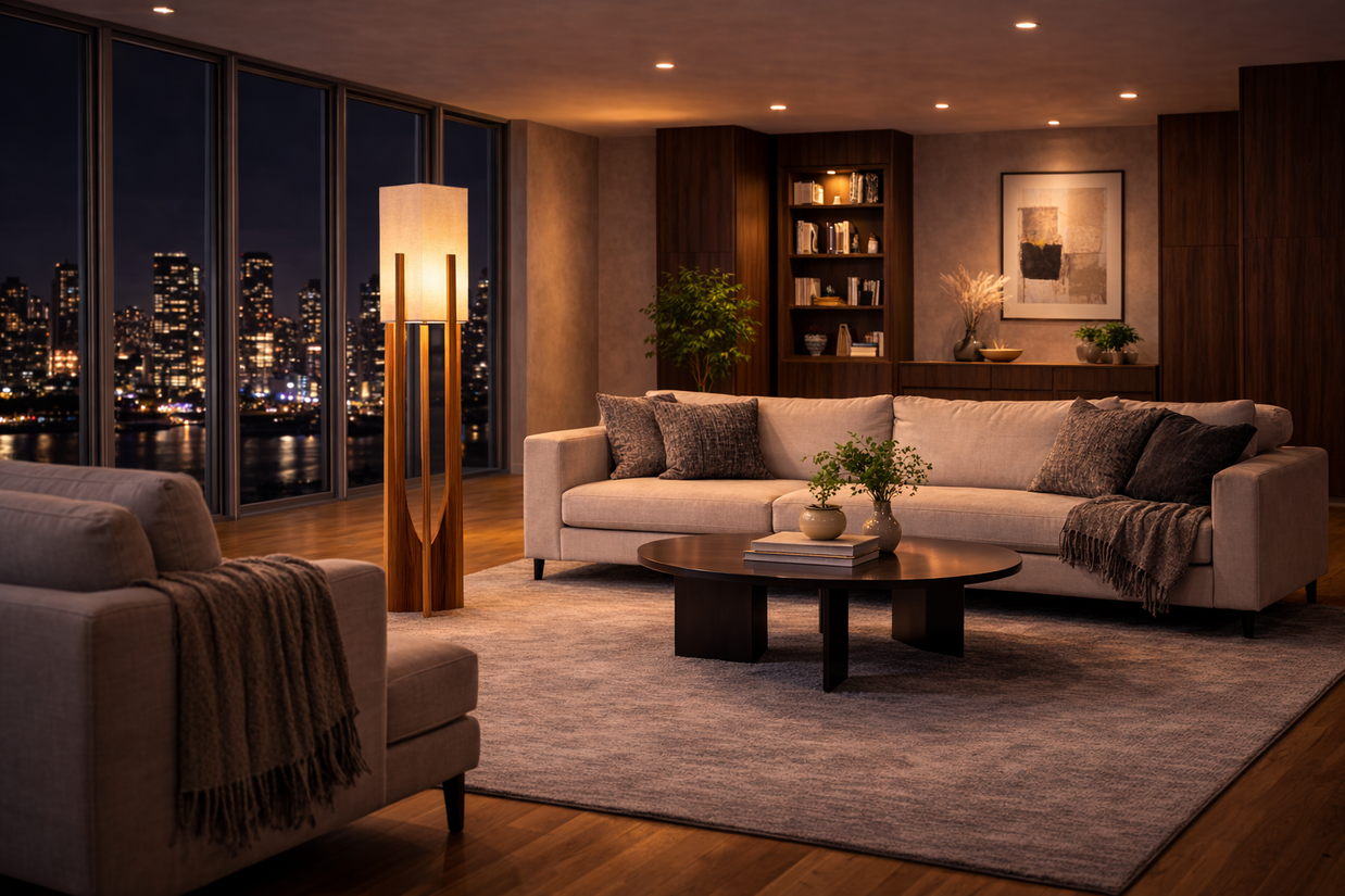 Luma - Lampe sur pied en bois au style scandinave