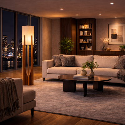 Luma - Lampe sur pied en bois au style scandinave