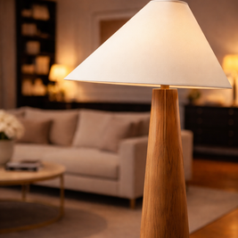 Nora - Lampe sur pied en bois style japonais