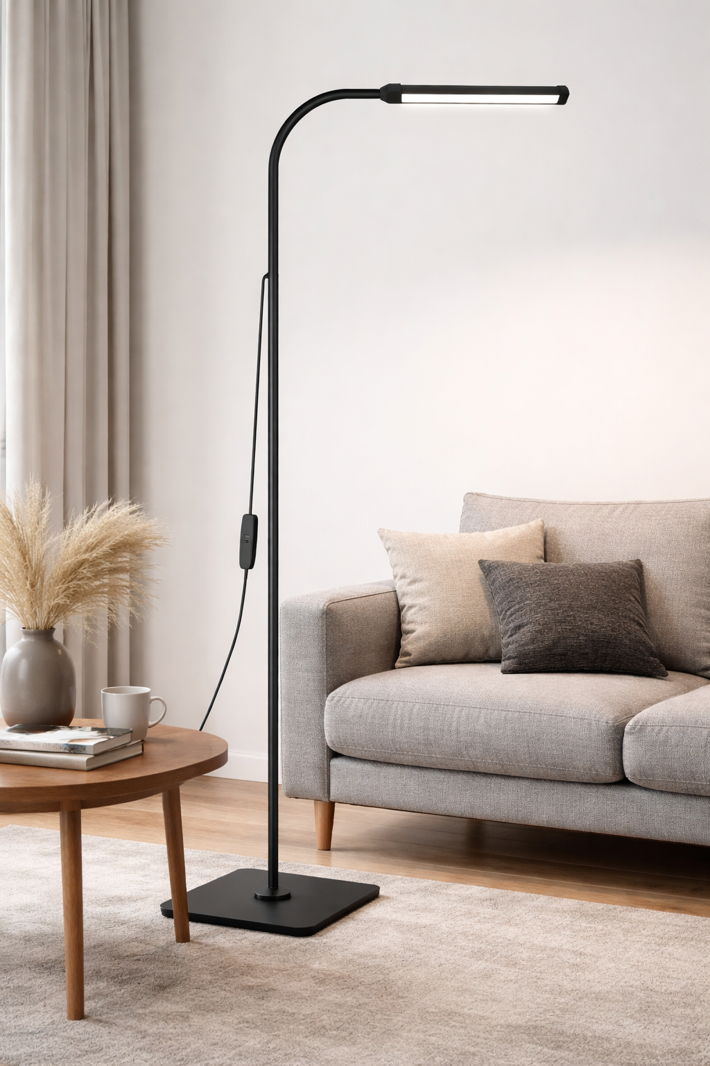 Noéris – Lampe liseuse sur pied à col de cygne