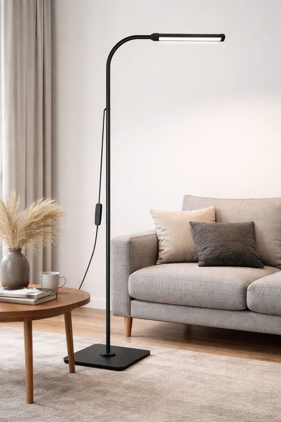 Noéris – Lampe liseuse sur pied à col de cygne