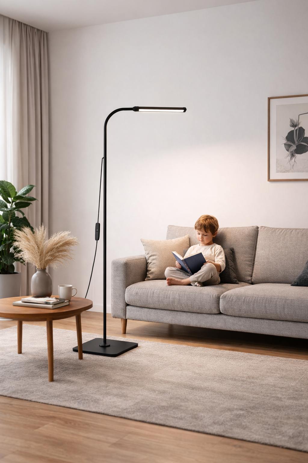 Noéris – Lampe liseuse sur pied à col de cygne