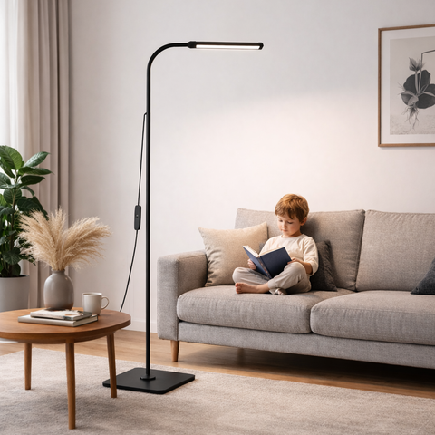 Noéris – Lampe liseuse sur pied à col de cygne