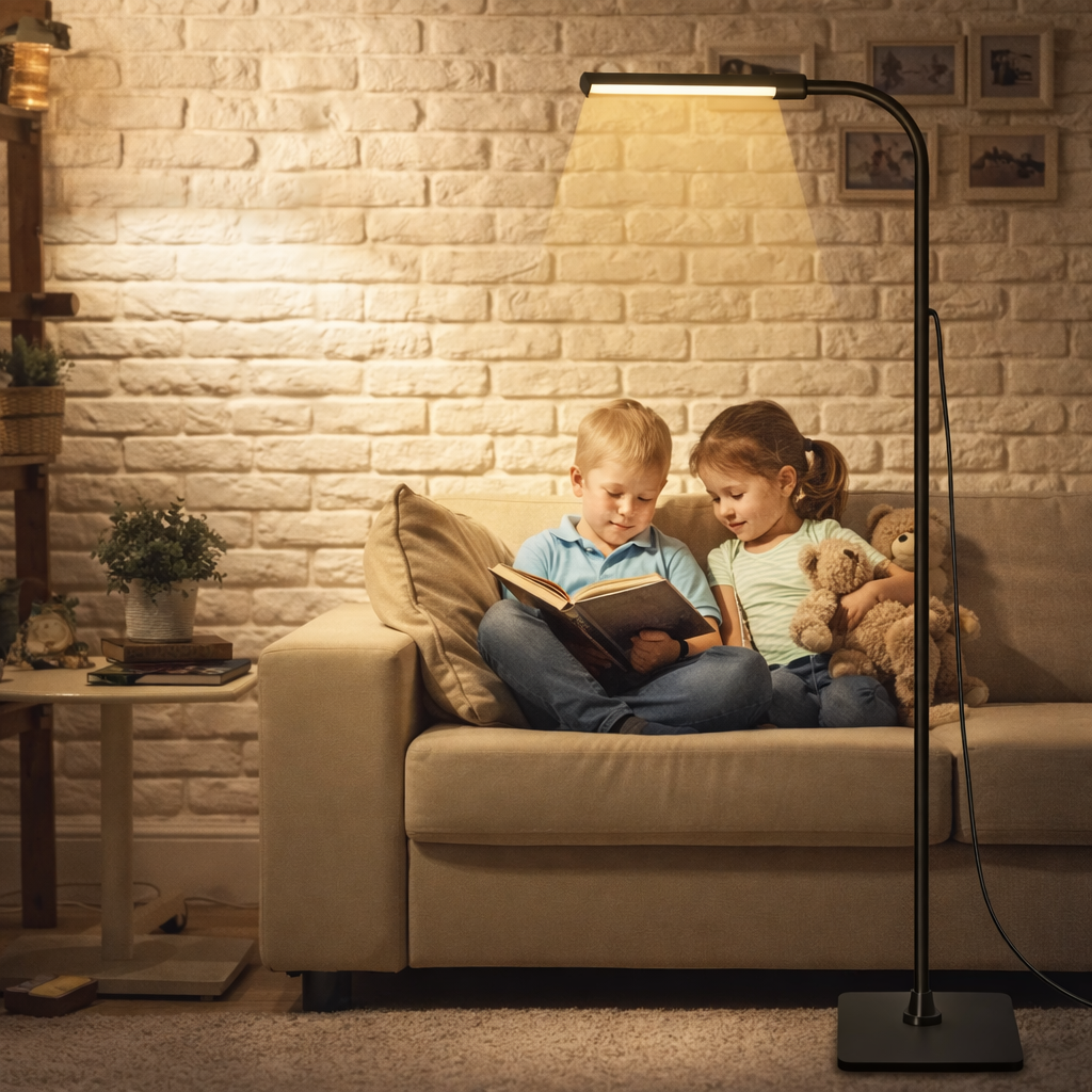 Noéris – Lampe liseuse sur pied à col de cygne