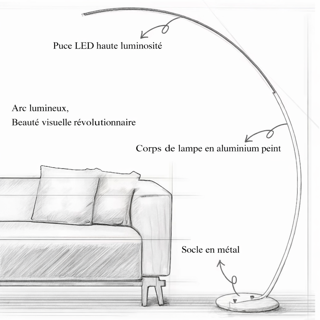 Silva – Lampadaire d’angle LED au style nordique