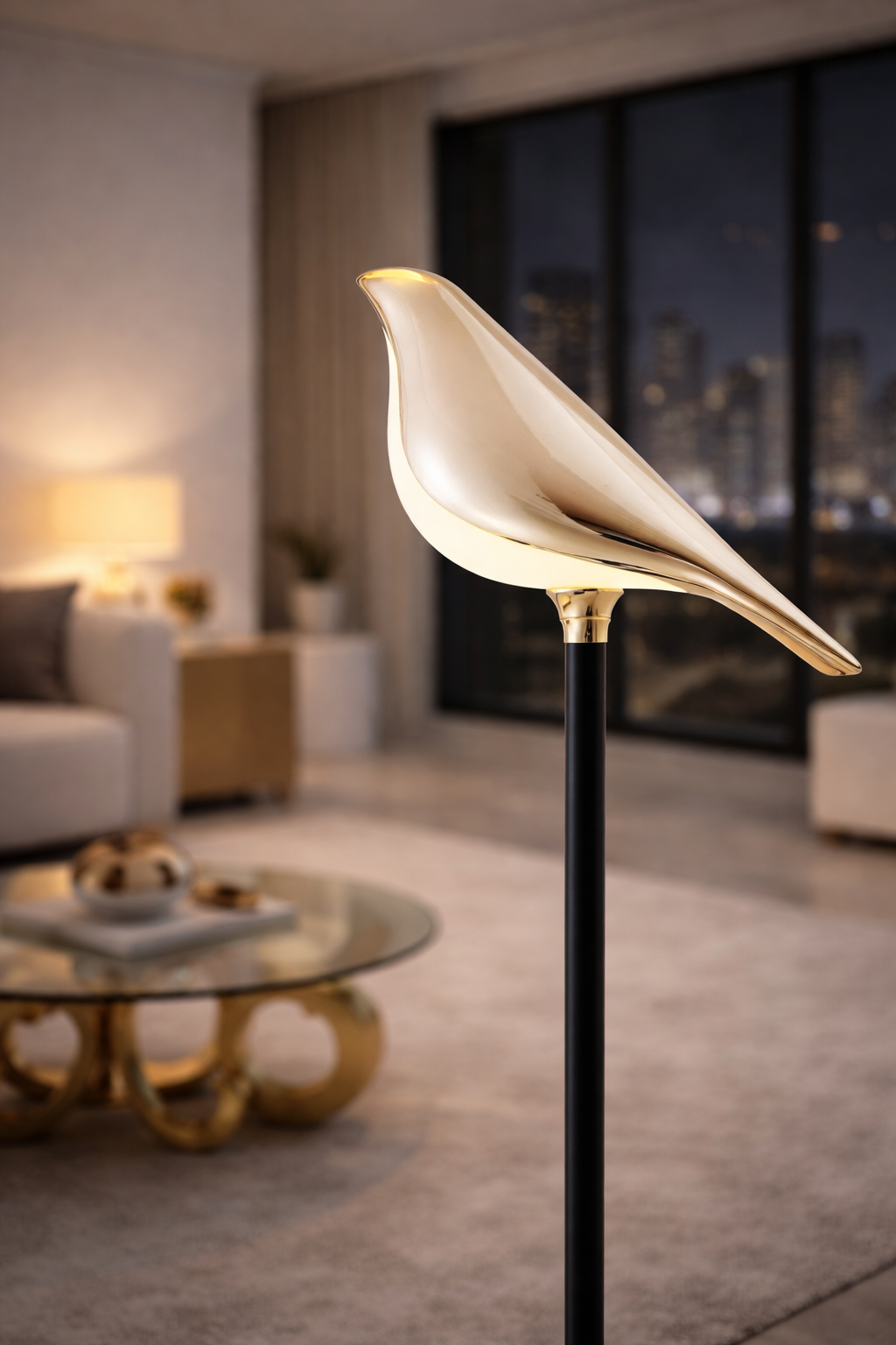 Vigo – Lampe sur pied LED oiseau design
