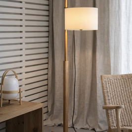Liro – Lampe sur pied LED vintage en bois massif
