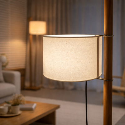 Liro – Lampe sur pied LED vintage en bois massif