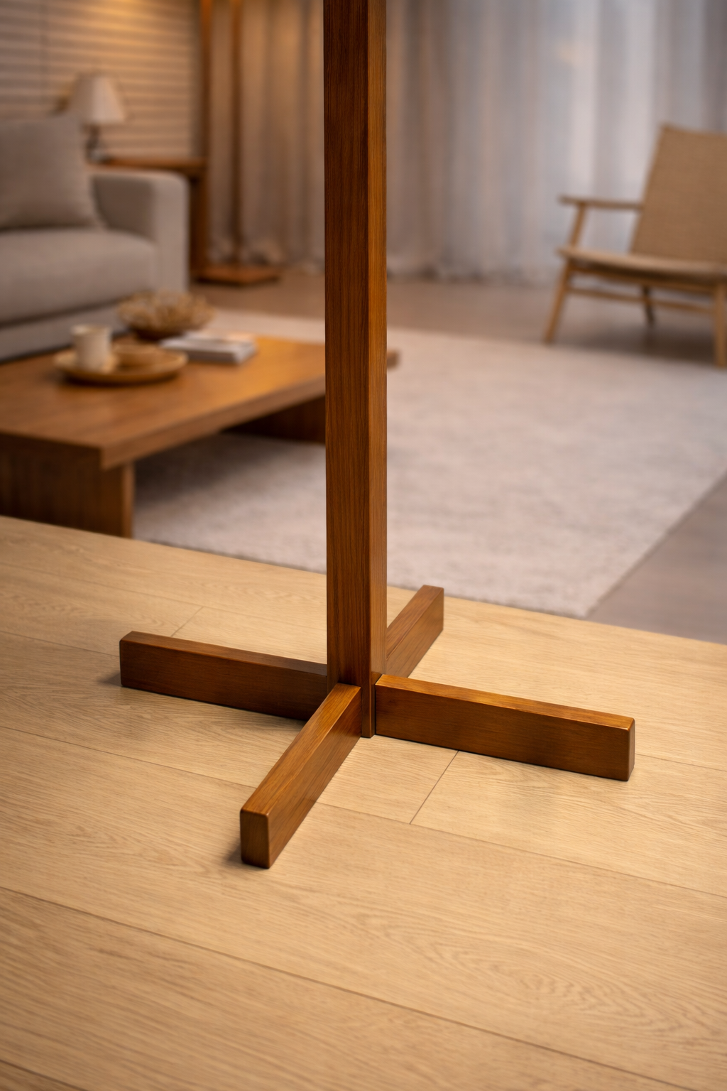 Liro – Lampe sur pied LED vintage en bois massif