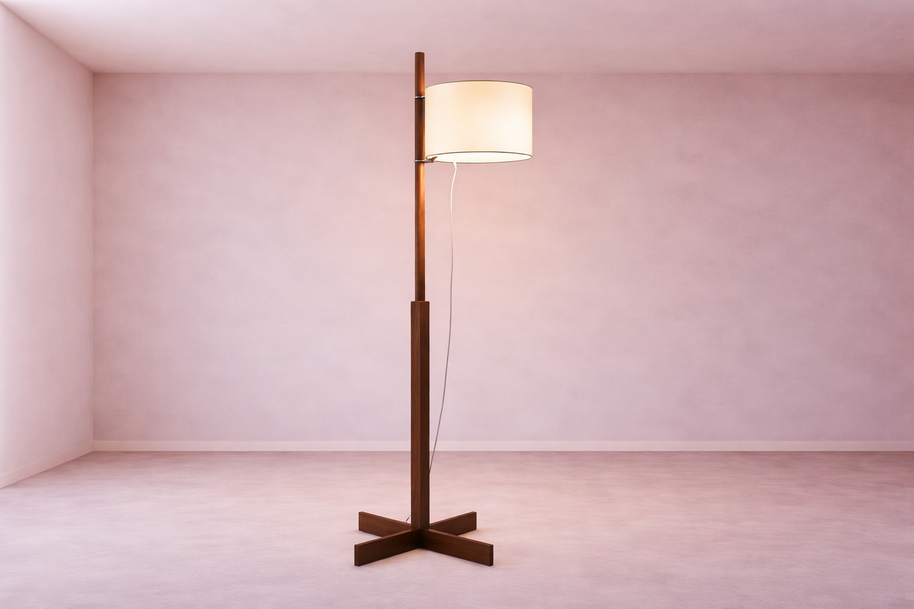Liro – Lampe sur pied LED vintage en bois massif