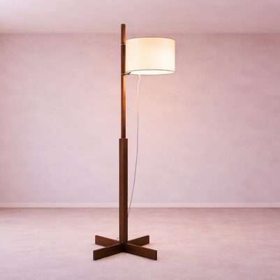 Liro – Lampe sur pied LED vintage en bois massif