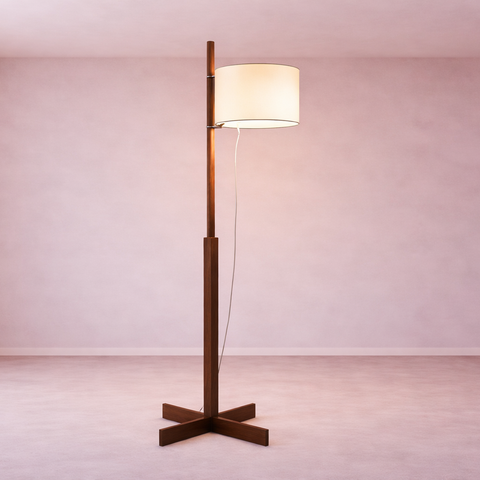 Liro – Lampe sur pied LED vintage en bois massif