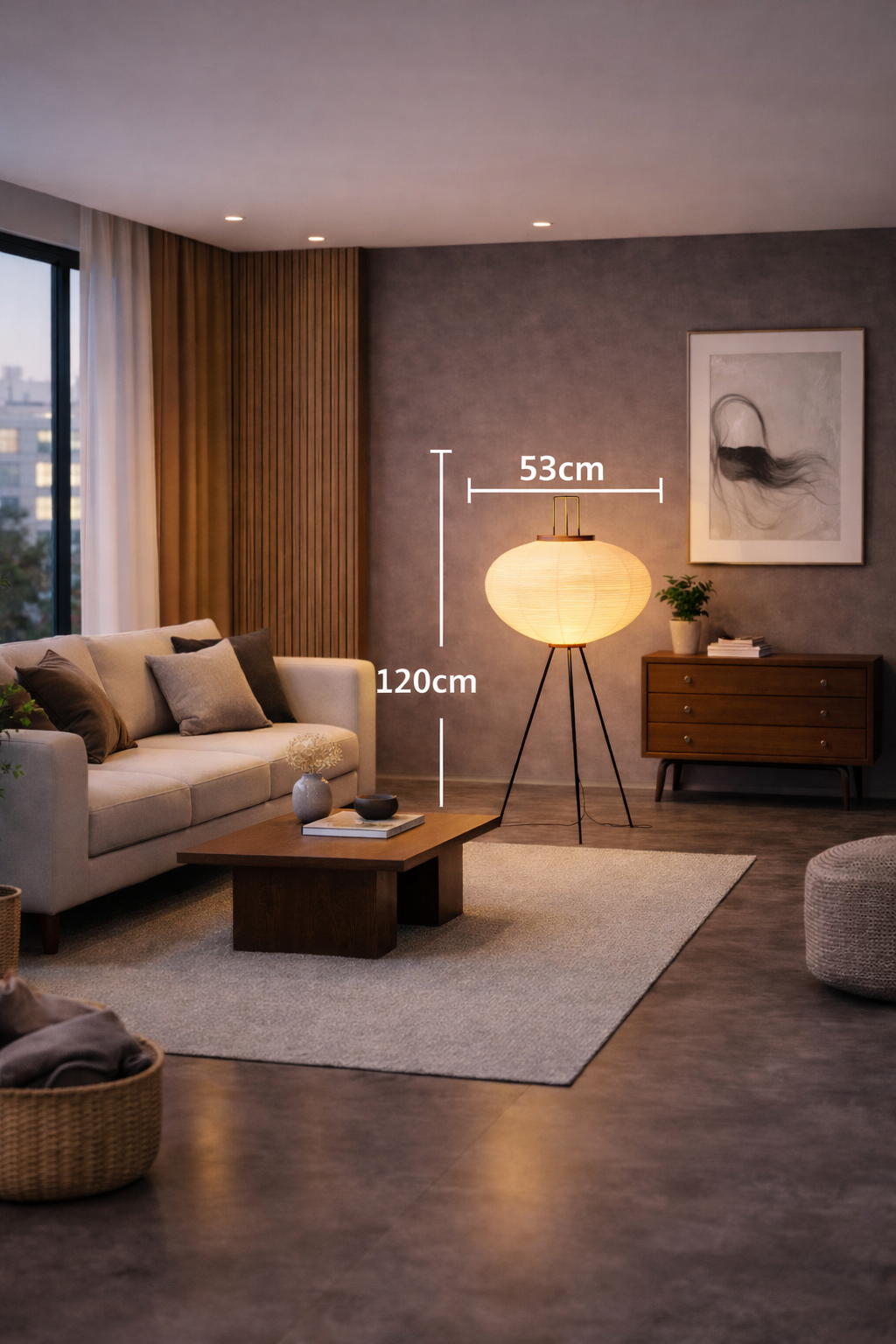 Zina – Lampe sur pied au style japonais