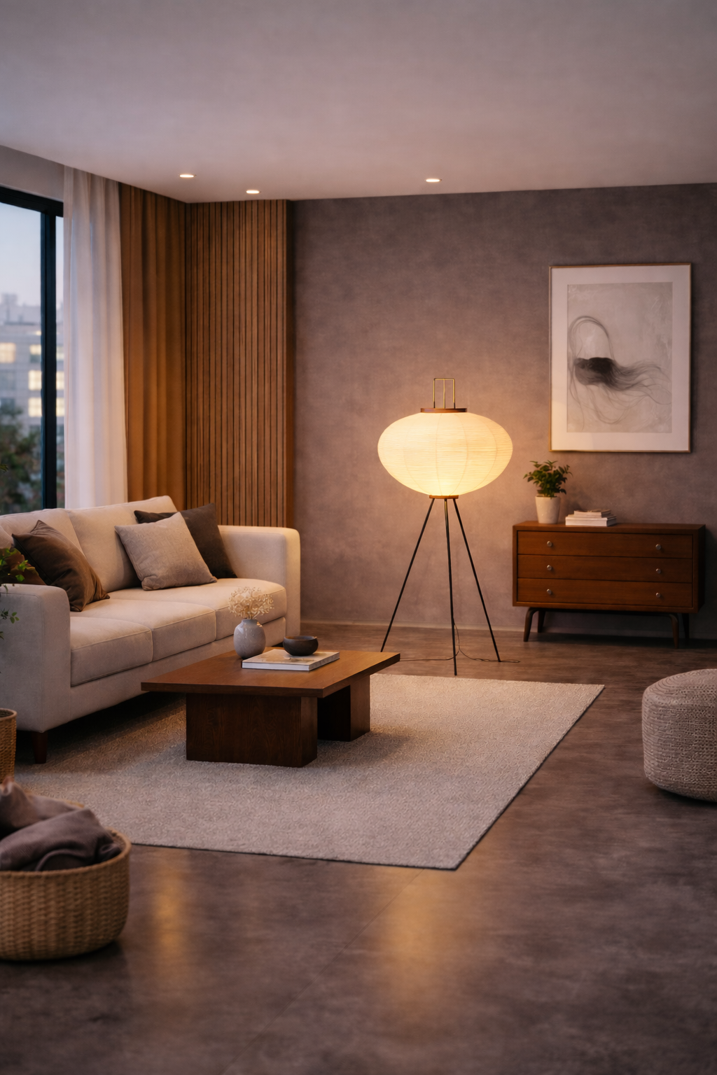 Zina – Lampe sur pied au style japonais