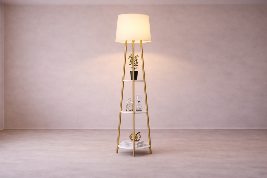 Elva – Lampadaire design avec étagères