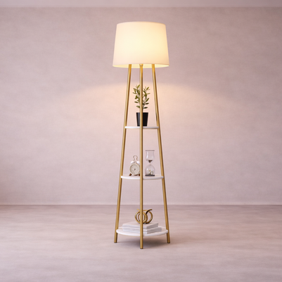 Elva – Lampadaire design avec étagères