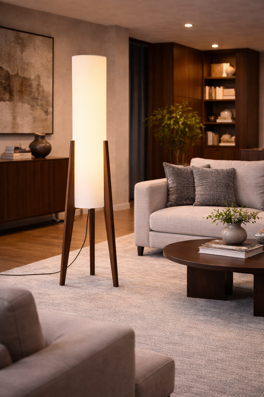 Halo - Lampe sur pied en bois au style japonais