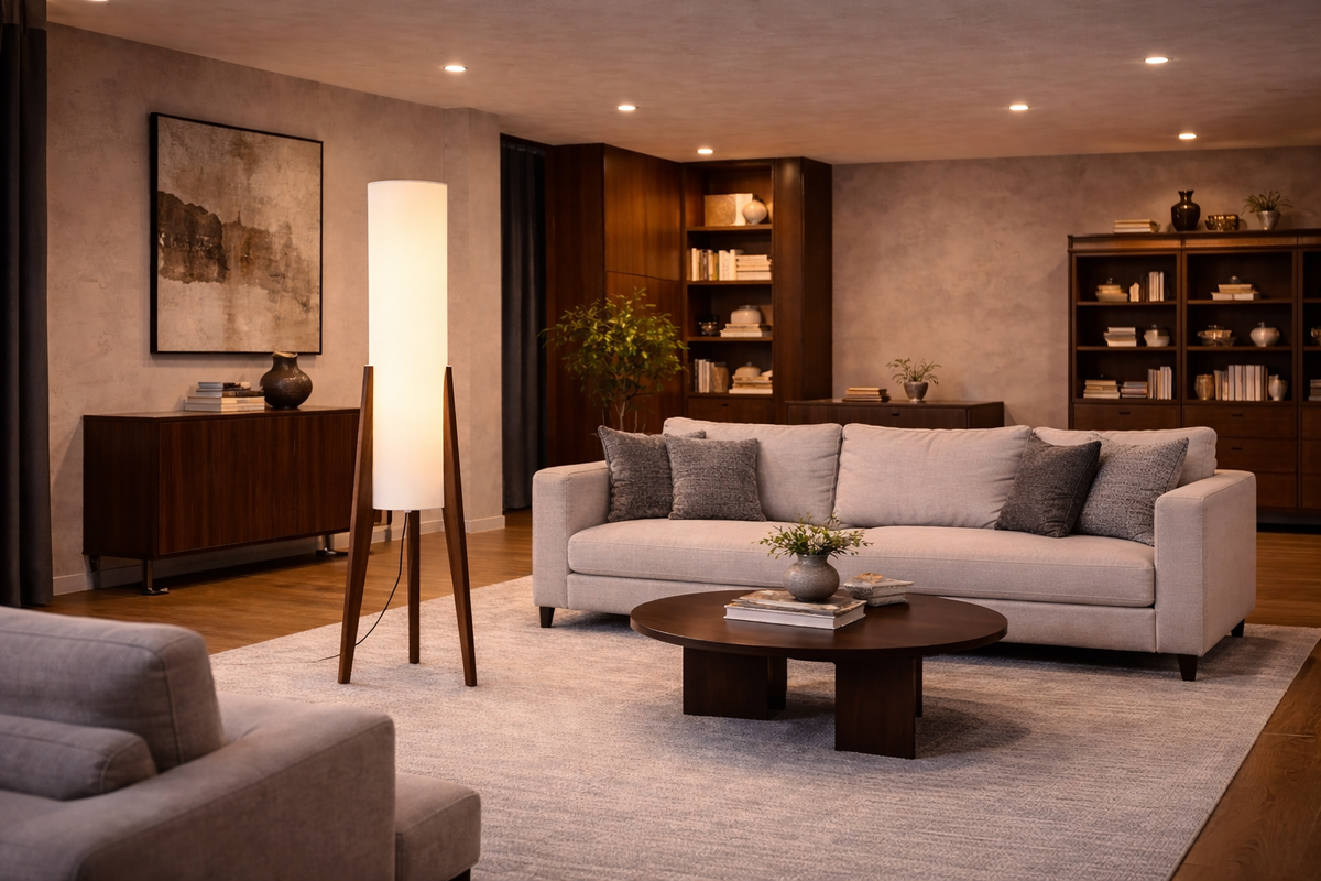 Halo - Lampe sur pied en bois au style japonais