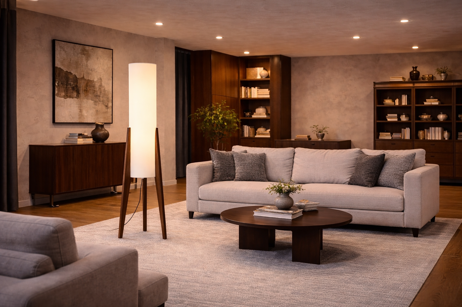Halo - Lampe sur pied en bois au style japonais