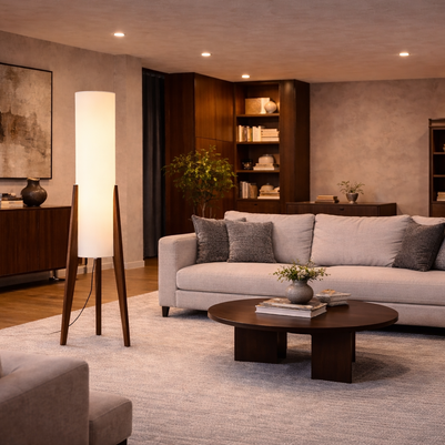 Halo - Lampe sur pied en bois au style japonais
