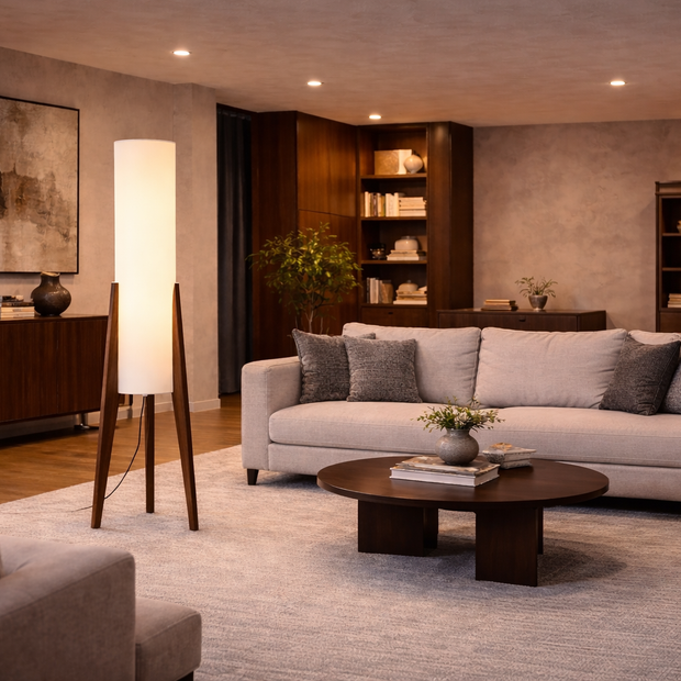 Halo - Lampe sur pied en bois au style japonais