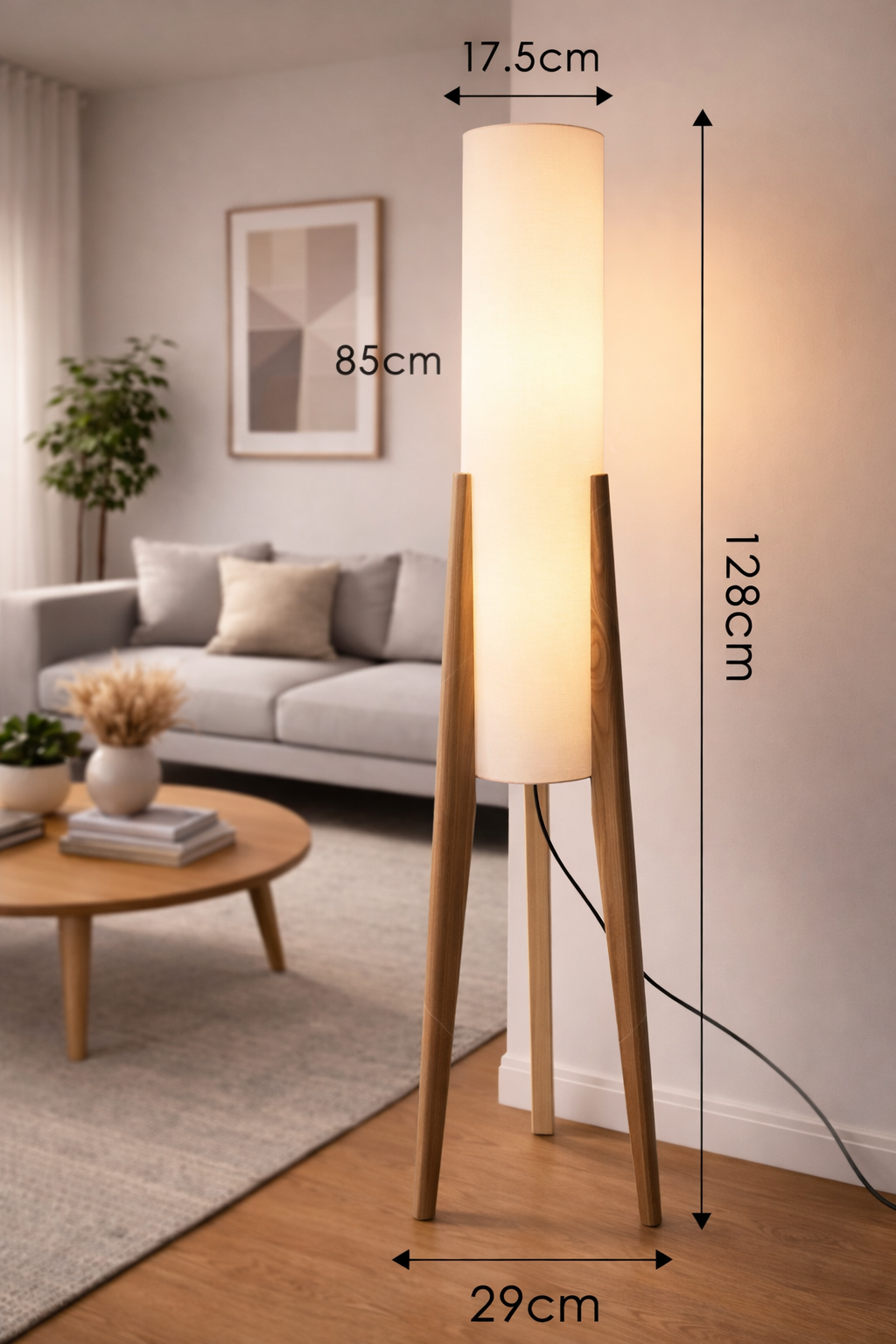 Halo - Lampe sur pied en bois au style japonais