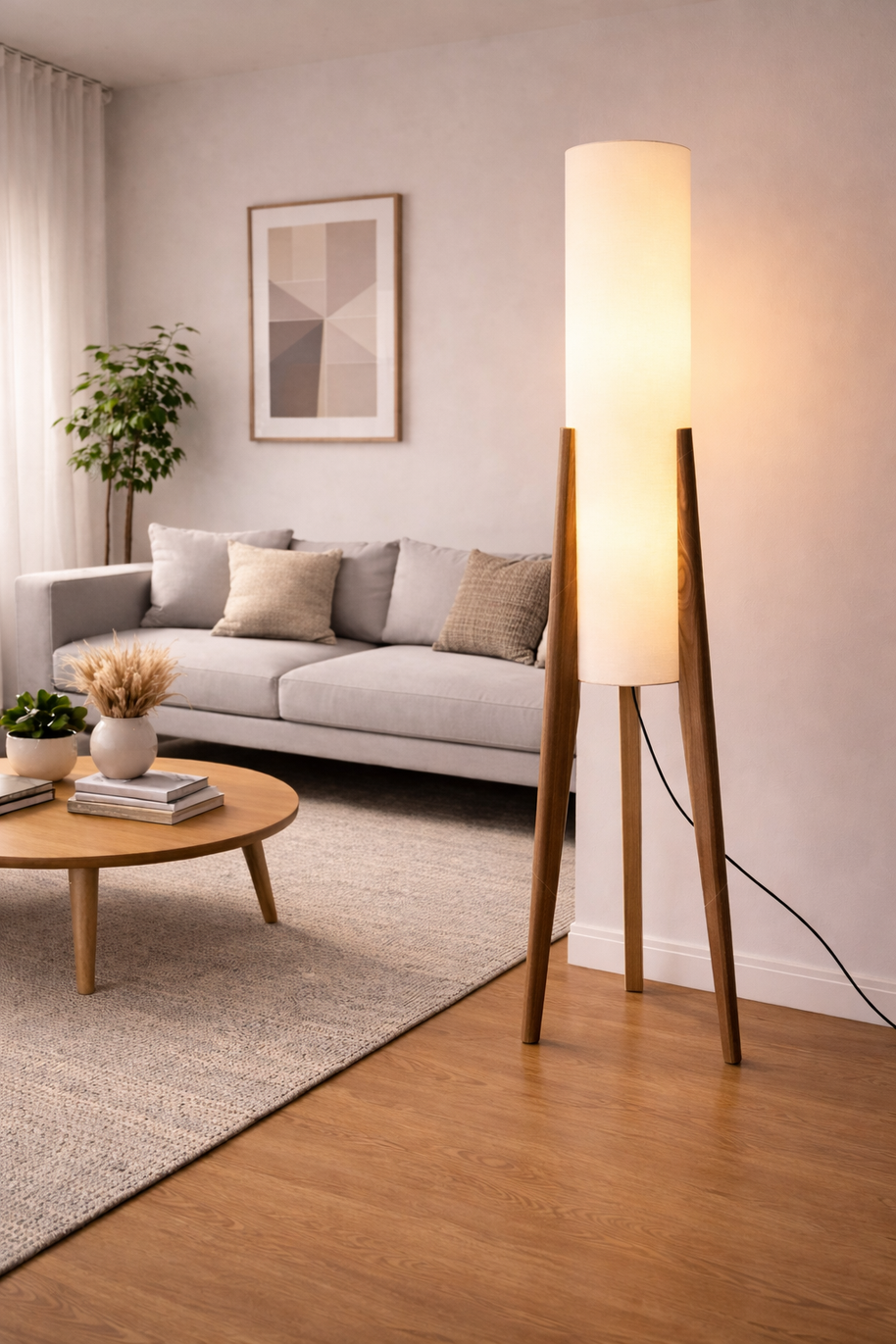 Halo - Lampe sur pied en bois au style japonais