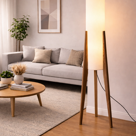 Halo - Lampe sur pied en bois au style japonais