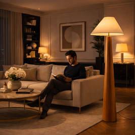 Nora - Lampe sur pied en bois style japonais